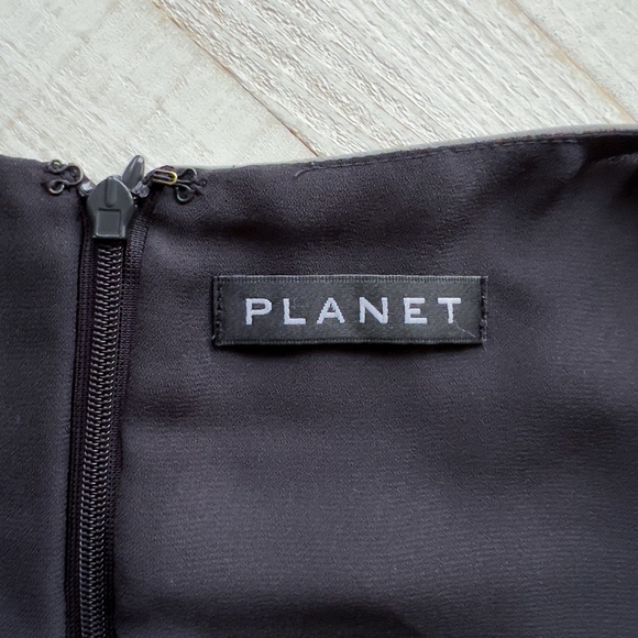 Planet 100% Silk Colour Block Pleated Midi Dress Size 10 - Tie Belt Cap Sleeves - Picture 7 of 14